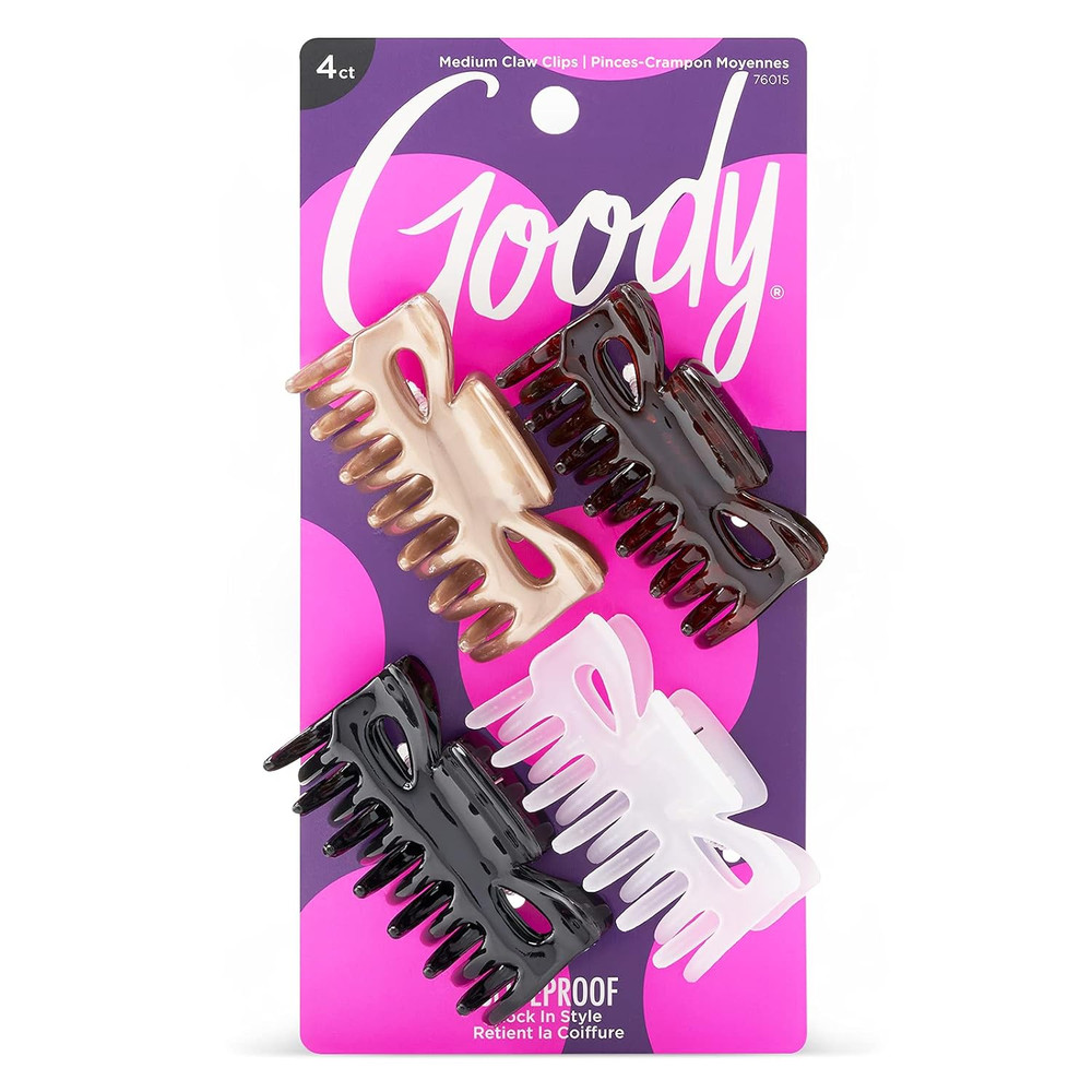 Slideproof Classics Medium Claw Clips - 4 Ct, Assorted Neutrals, Hair Styling Ac
