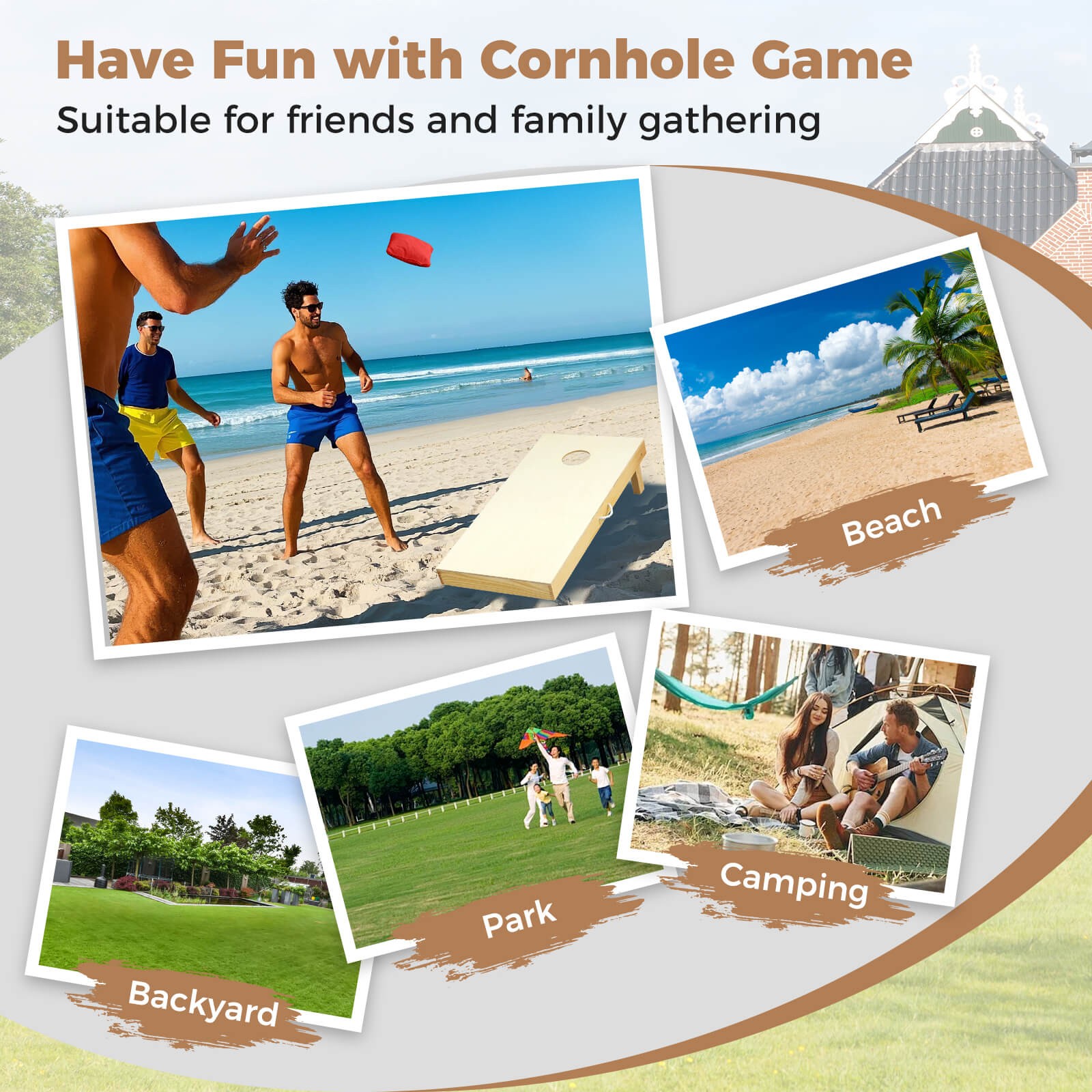 4'x2' Portable Corn Hole Game Board Includes 8 Bean Bags Solid Wood