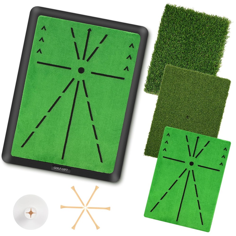 3 in 1 Golf Hitting Mat with Clear Swing Path Feedback 13 * 17in Replaceable ...