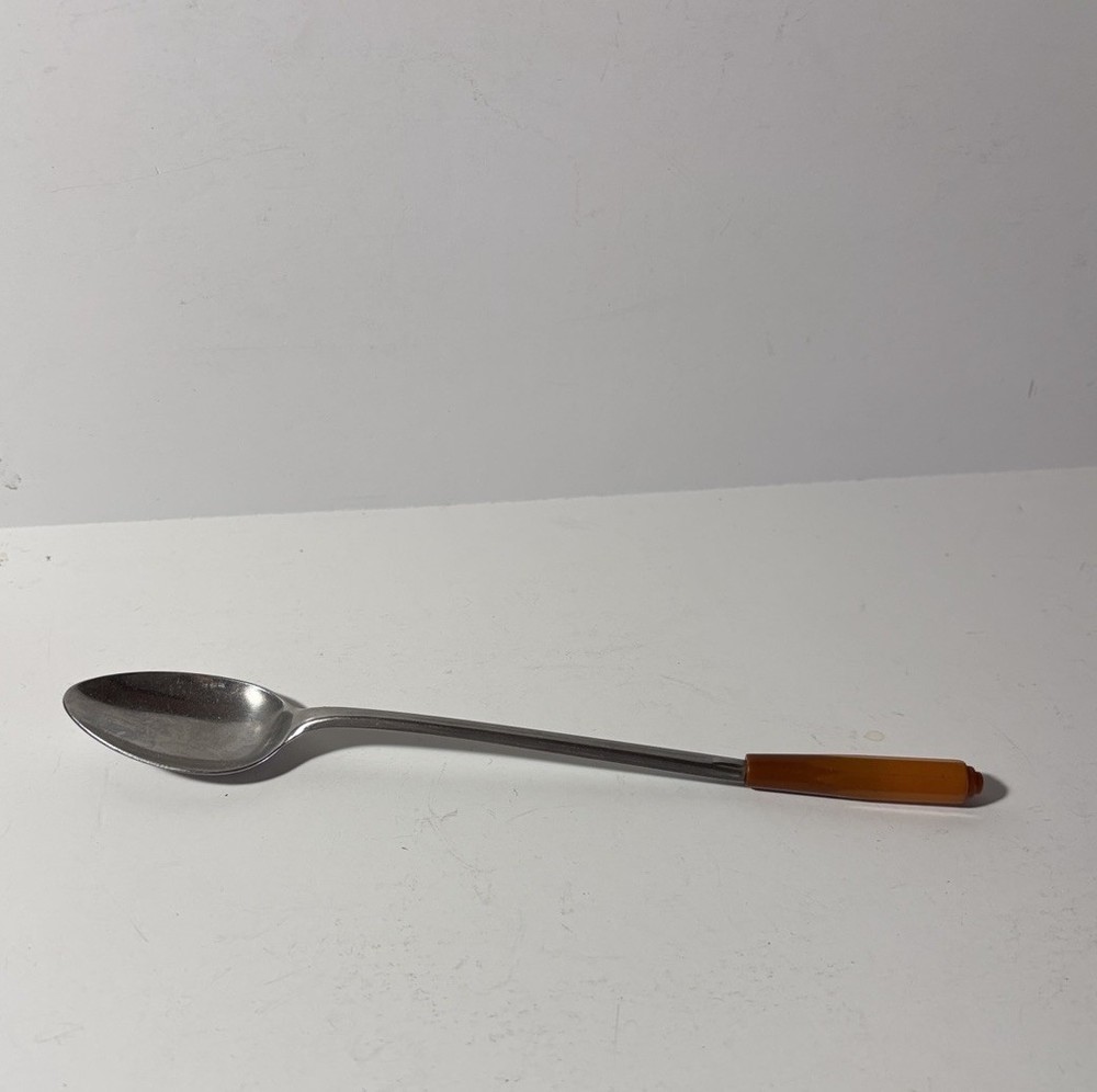 MCM Butterscotch Bakelite Handled Stainless Steel Dinner Fork & Dinner Spoon
