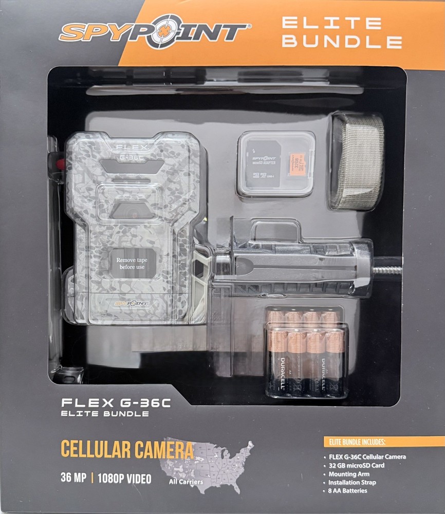 🌟NEW IN BOX 🌟SpyPoint Flex Cellular Trail Camera Elite Bundle Model G-36C