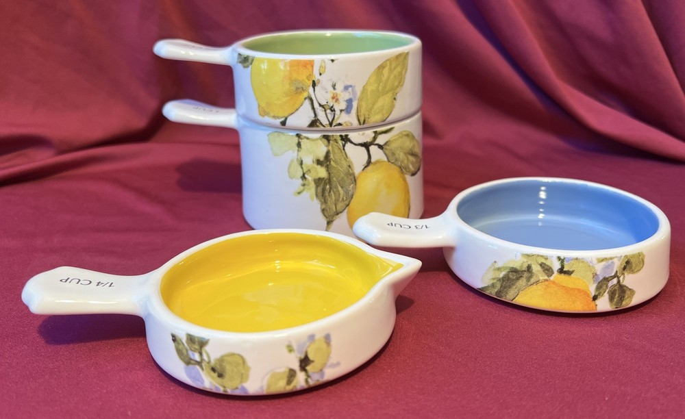 Lang Lemon Grove Earthenware Stacking Measuring Cups Susan Winget
