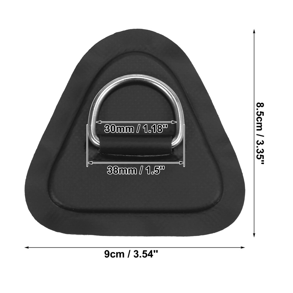 6pcs D PVC Patch Stainless Steel Triangle Shape Black for Kayak