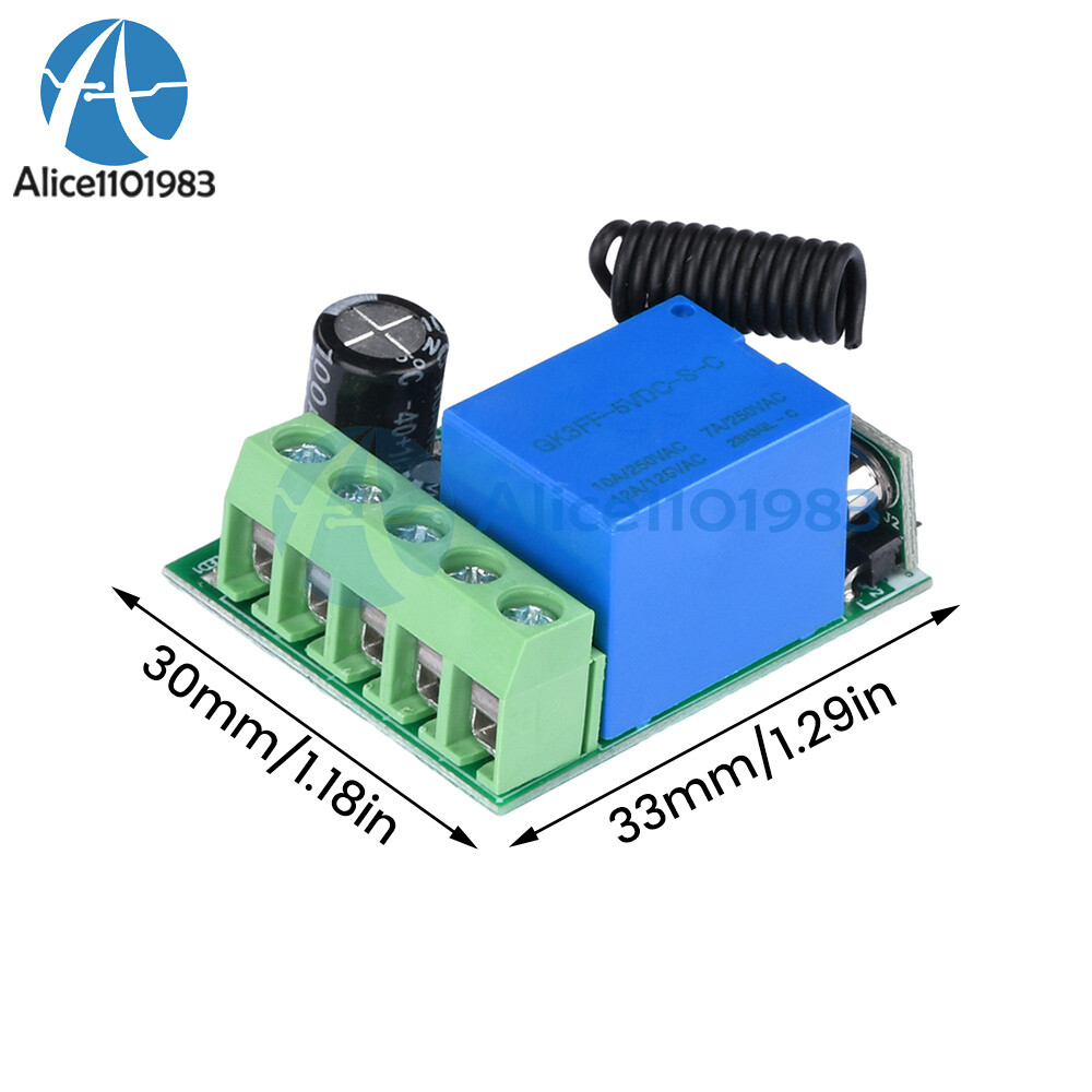 433Mhz 5-60V 1CH Universal Wireless Remote Control Switch Relay Receiver Module