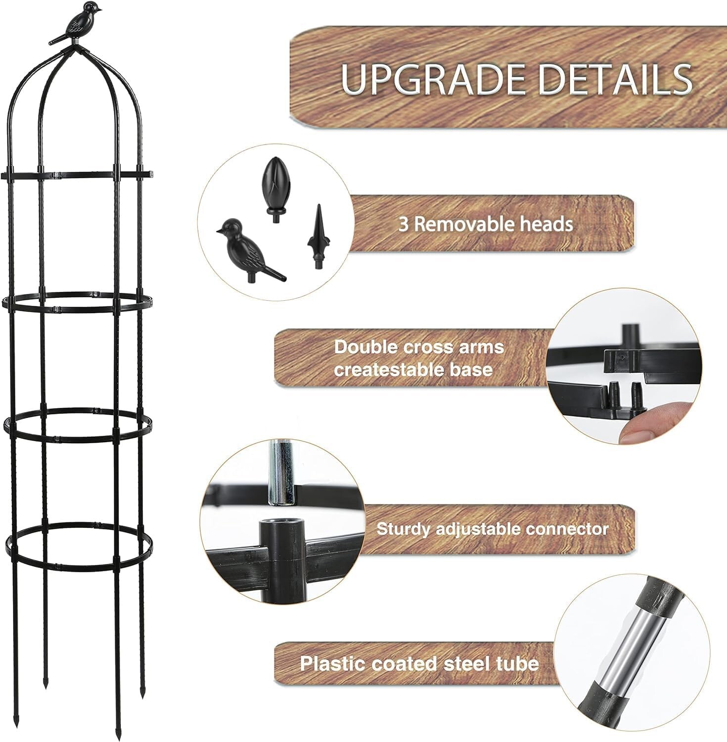 Garden Obelisk Trellis for Climbing Plants Outdoor 4/6Ft Rose Bush Round Trelli