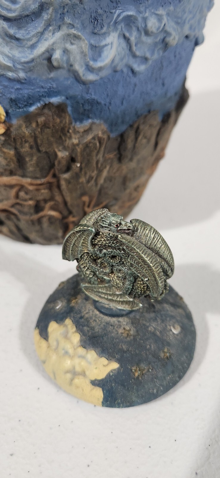 Vintage Dungeons And Dragons Wizard Dragon Vase With Lid Fantasy Rare