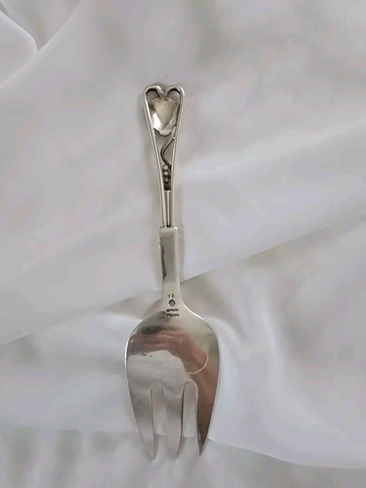Georg Jensen Denmark #72 Grapes Sterling Silver 7" Serving Fork
