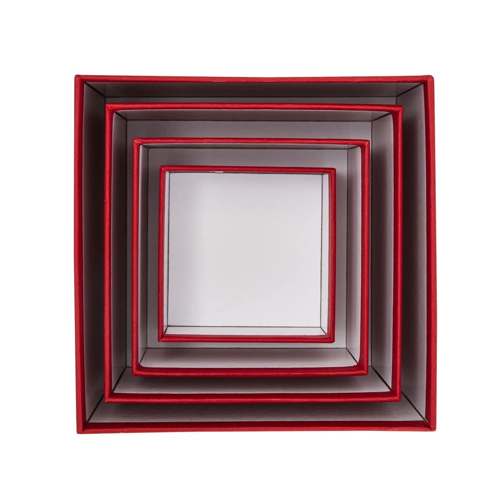 4 Pack Square Nesting Gift Boxes Decorative Boxes with Lids in 4 Assorted Siz...
