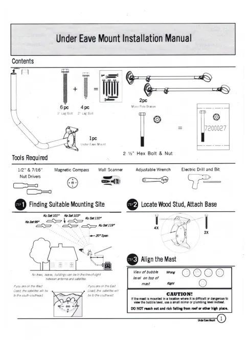 SatelliteSale Under Eave Mount 2" O.D. Heavy Duty Mounting Mast