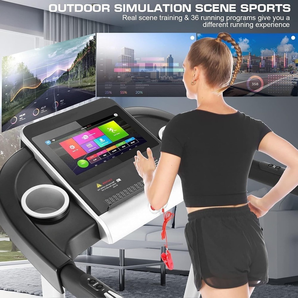3.25HP Electric Treadmill Folding Running Machine w/10'' Touchable Screen 9mph