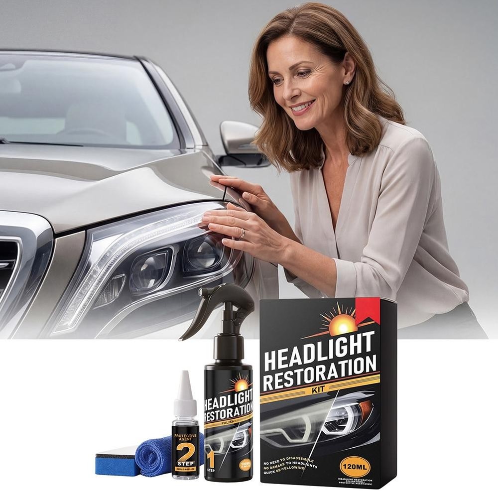 2X Headlight Restoration Kit, No Power Tools, Makes Headlights Like N e w