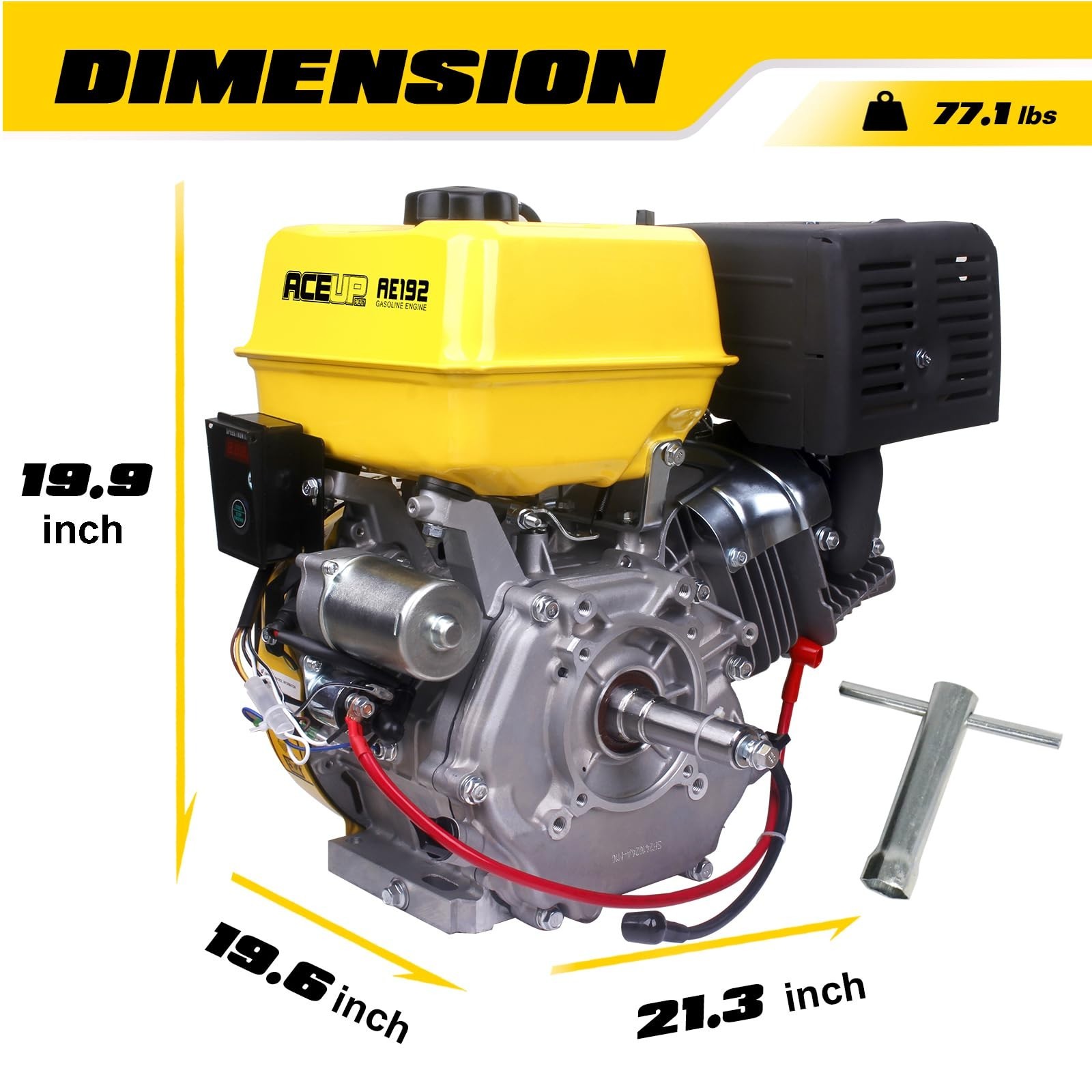 Aceup Energy 18HP 459cc Gas Engine, Horizontal Shaft, Electric Start, 1" OHV