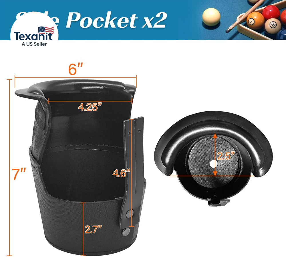 Pool Table Pockets Replacement Leather Pockets for Billiard Table Set of 6 Drop