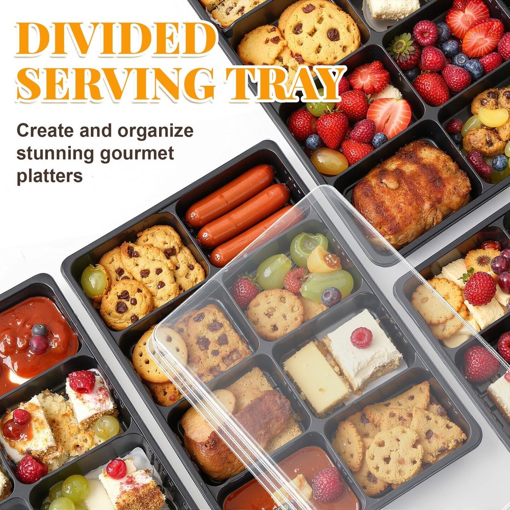 Shellwei 5 Pack 8 Compartments Divided Charcuterie Board with Lid Large 15 x ...