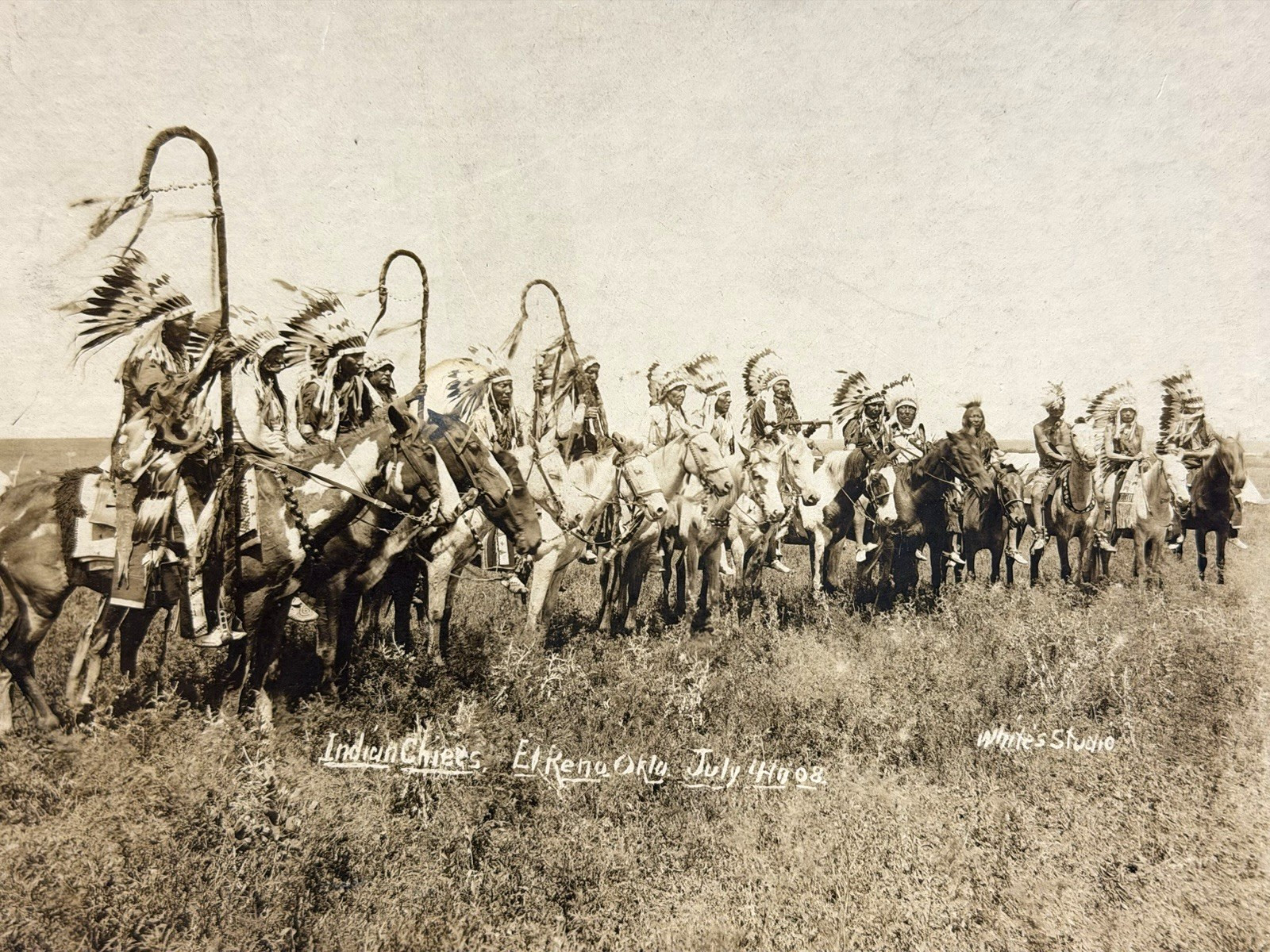 Native American Photograph Titled: "Indian Chiefs, El Reno, Okla., July 1908"