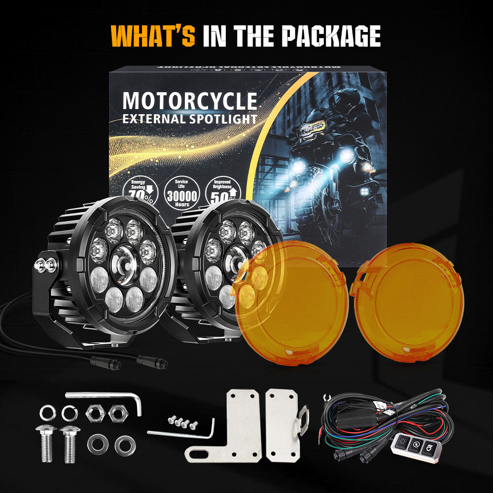 COLIGHT 2X 4.5inch D09 Pro Series Amber DRL Motorcycle Lights With Hi&Low Beam