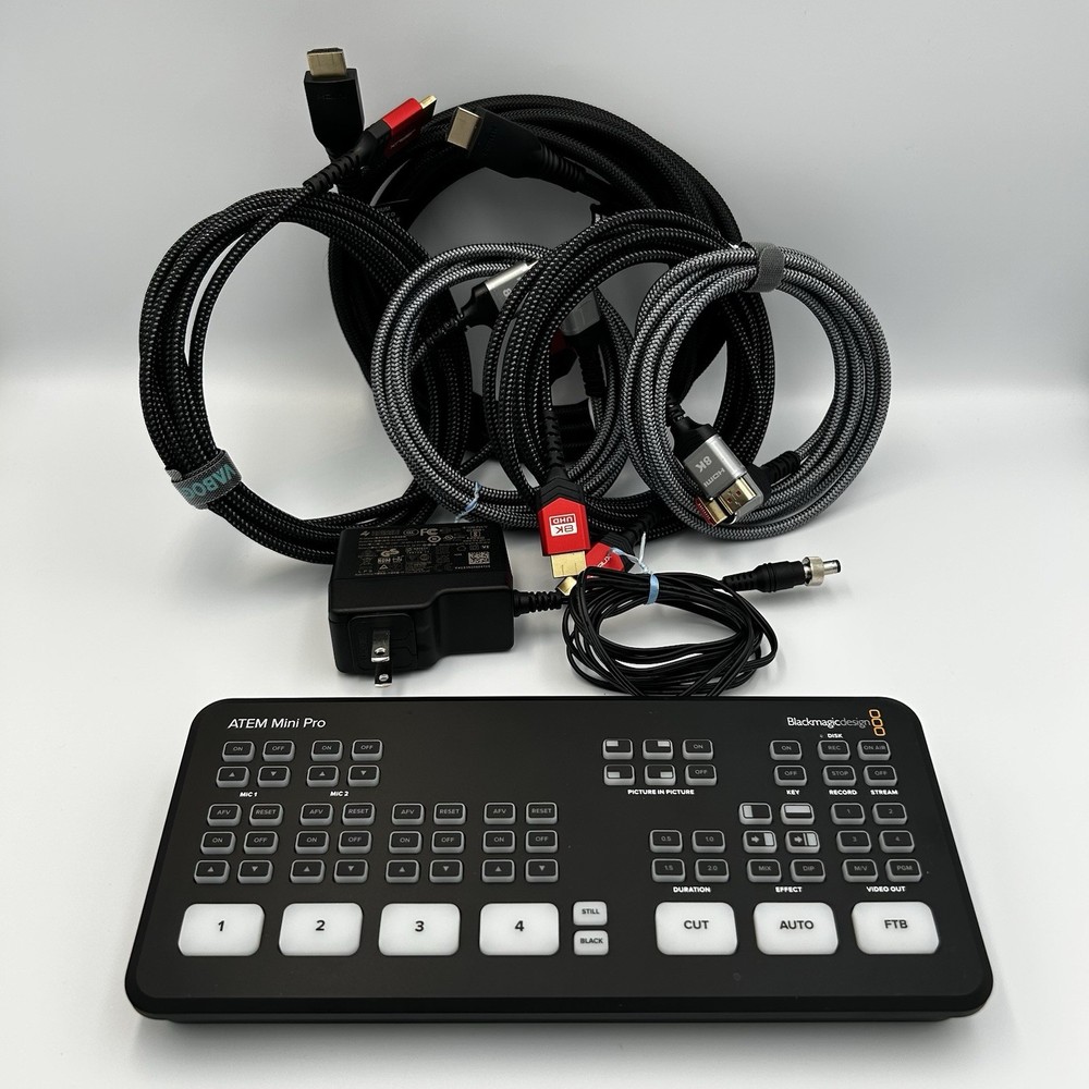Blackmagic Design ATEM Mini Pro ISO Live Stream Switcher & HDMI Cables EUC WORKS