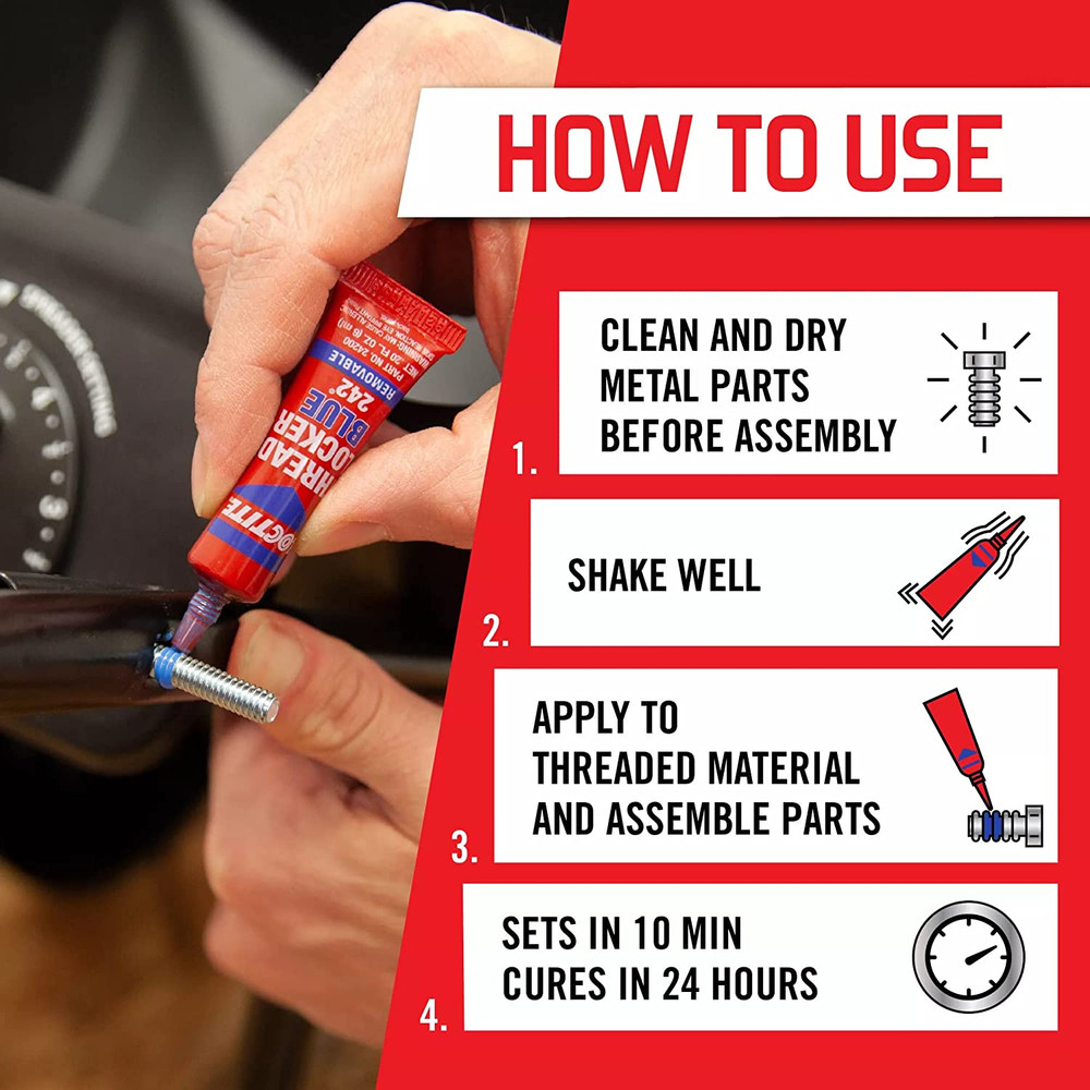 Loctite Threadlocker Blue 242 - Medium Strength Removable Adhesive, 6ml