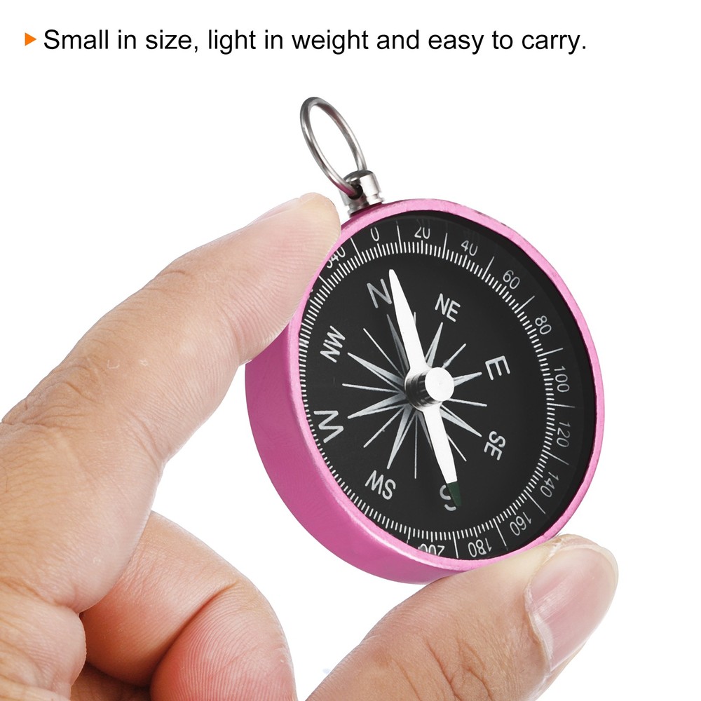 Pocket Compass Outdoors Navigation Compass with Key Ring Pink