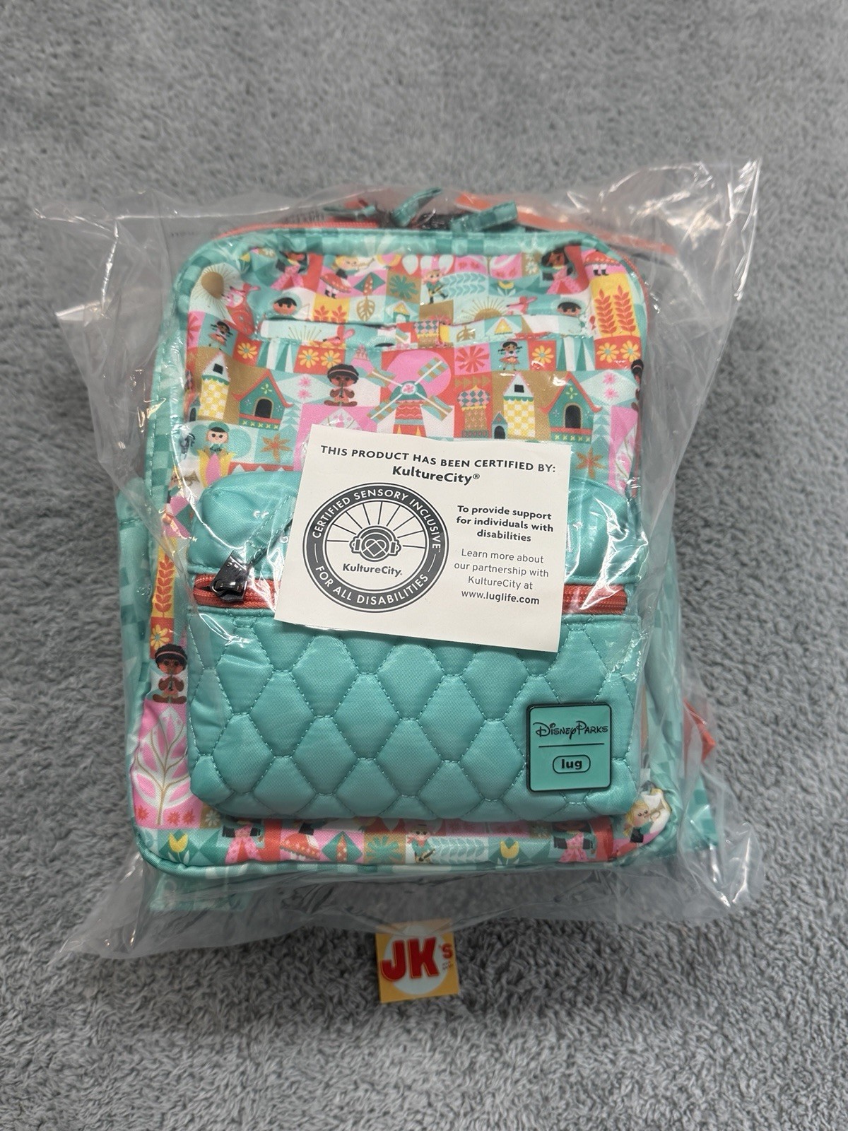 NEW Disney Its A Small World Lug Backpack Bag SEALED Green KultureCity Parks