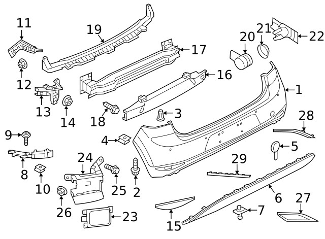 Genuine Volkswagen Park Sensor Bracket 5G0-919-491-A