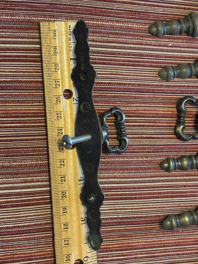 12 Vintage Brass Drawer Handles With Ring Pulls 5.5” 1968 RD