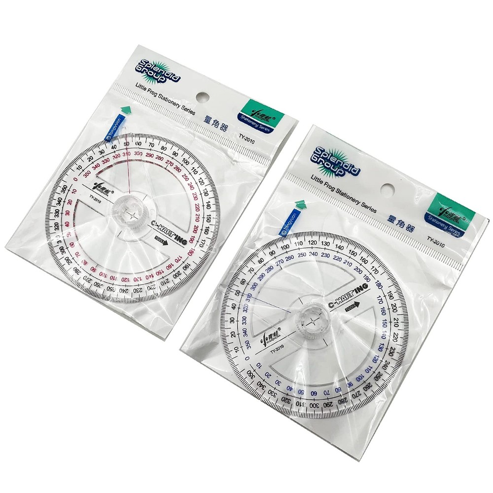 360° Protractor Pack of 2 Protactors Plastic Protractor Math Protractors Clea...