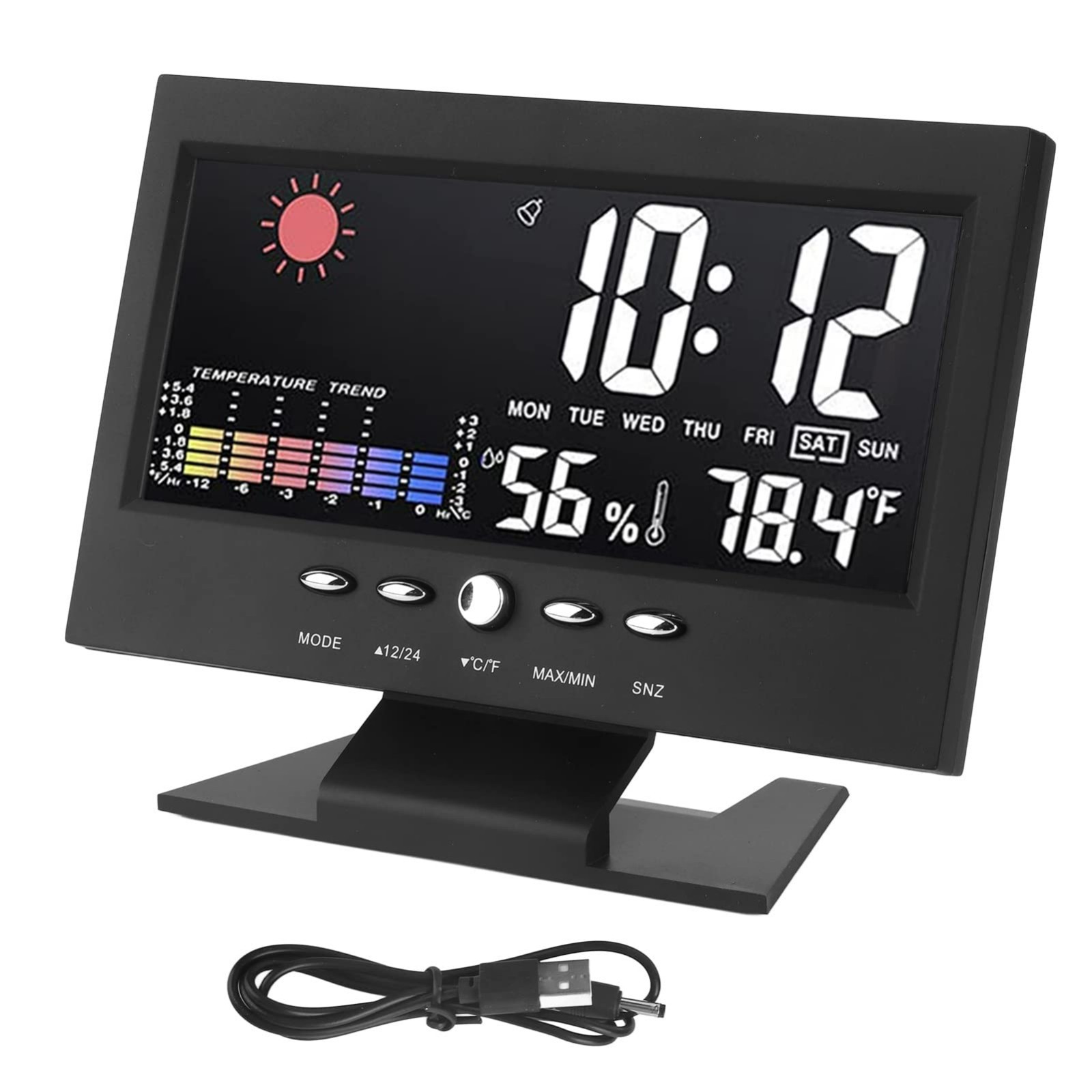 Weather Station Wireless Indoor Outdoor Thermometer,Alarm Clock (white)