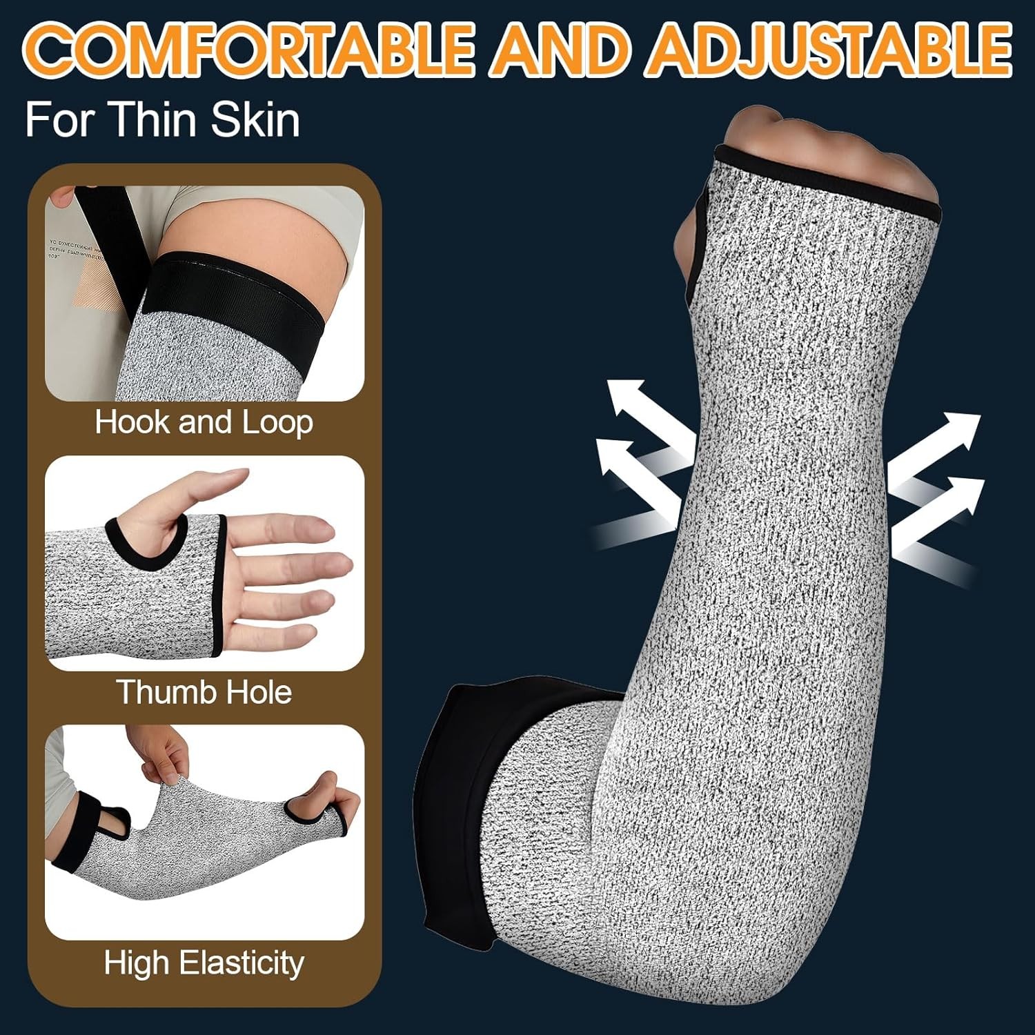 Protective Arm Sleeves 1 Pair, Cut Resistant for Thin Skin, Welding or Gardening