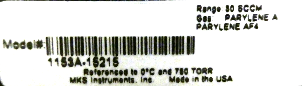 MKS Instruments 1153A-15215 Vapor Source MFC Type 1153 Working Surplus