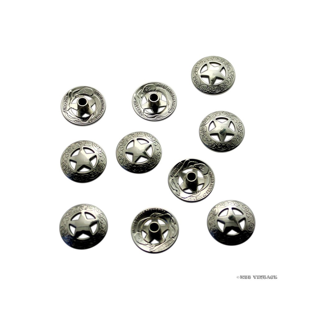 10 Pack bright Silver 3/4'' 21mm Western Texas Star Concho Saddle Concho