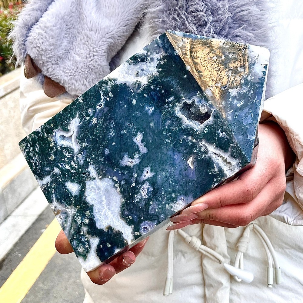 3.63LB Water grass agate wide column obelisk sample column