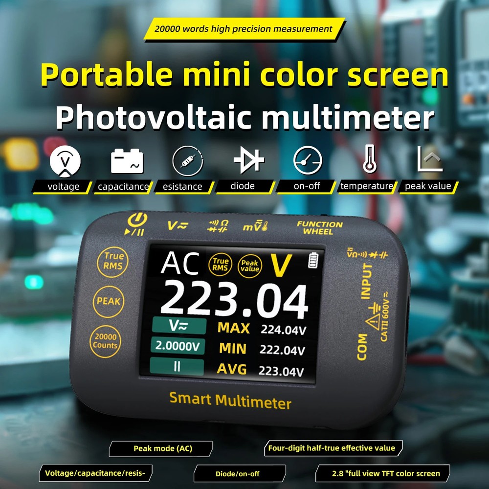 Smart Digital Multimeter True RMS 20000 Count 1000V DC AC Voltage Multimeter