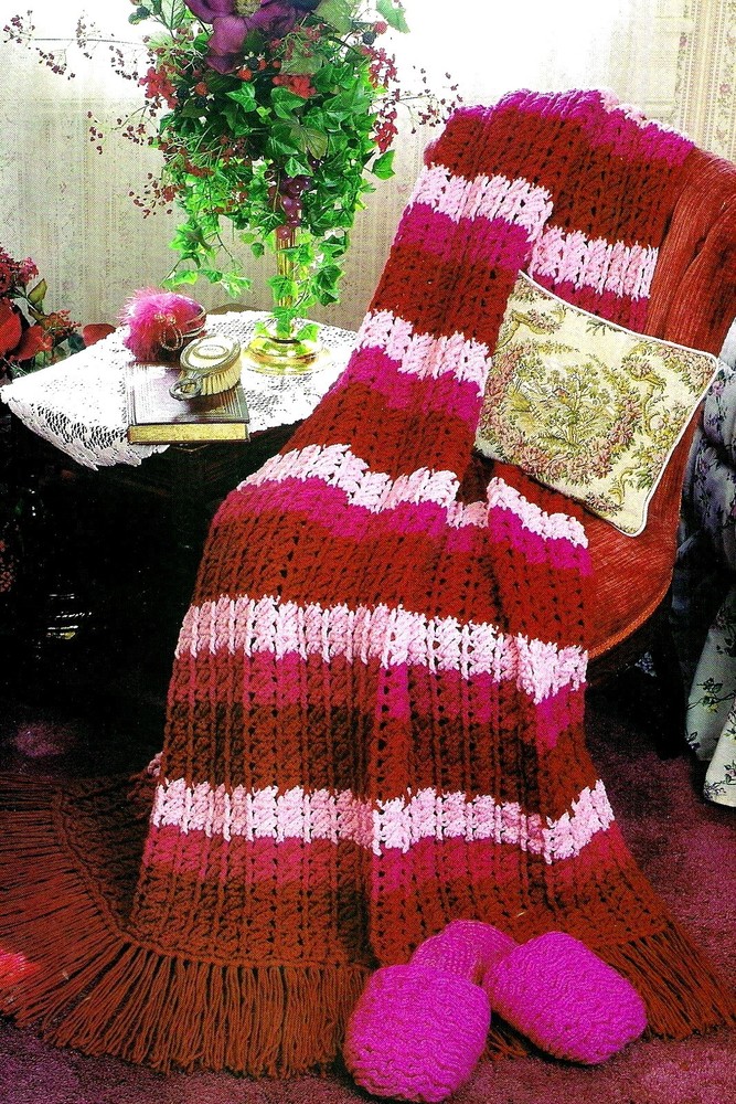 PRETTY Textured Stripes Afghan/Crochet Pattern INSTRUCTIONS ONLY