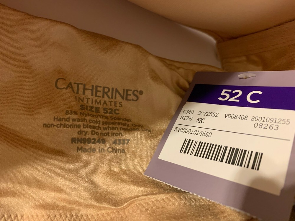 Catherines Full Coverage Smooth Bra Underwire Adjustable Beige Plus Size 52C
