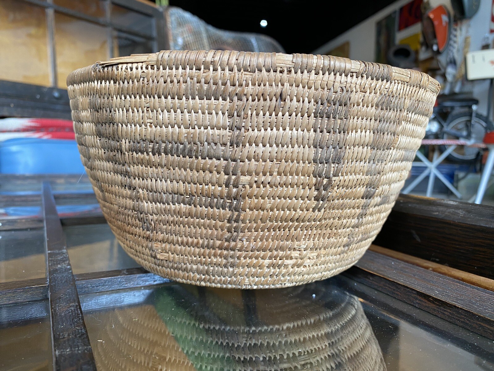 Vintage antique Native American Pima Akimel Oʼodham Basket nice design 9.5x5