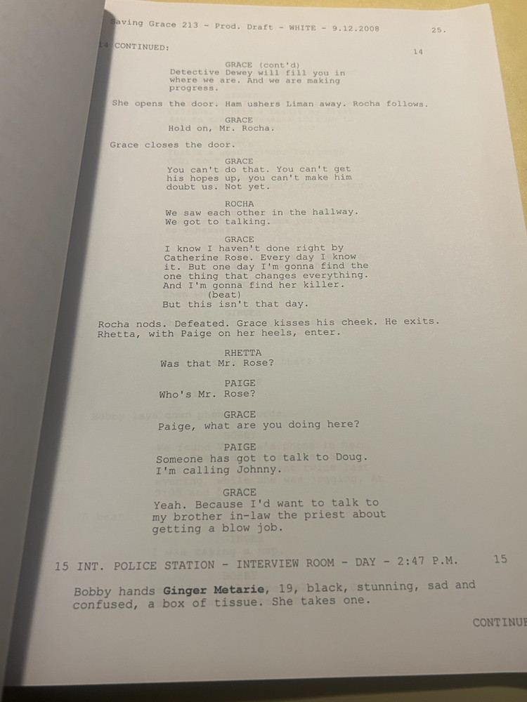 ORIGINAL SCRIPT SAVING GRACE BUT THERE'S CLAY HOLLY HUNTER LEON RIPPY