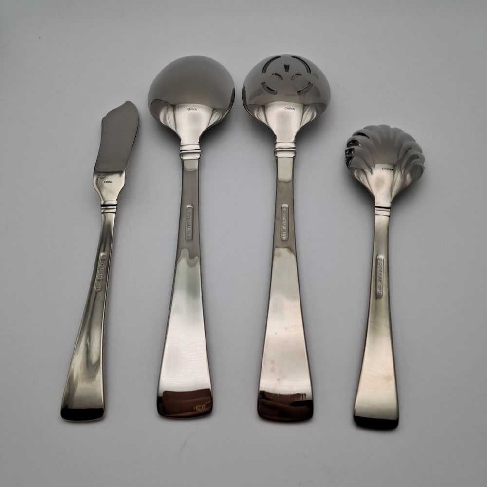Gorham Column Frosted 4 Piece Serving Hostess Stainless 18/10 Flatware New