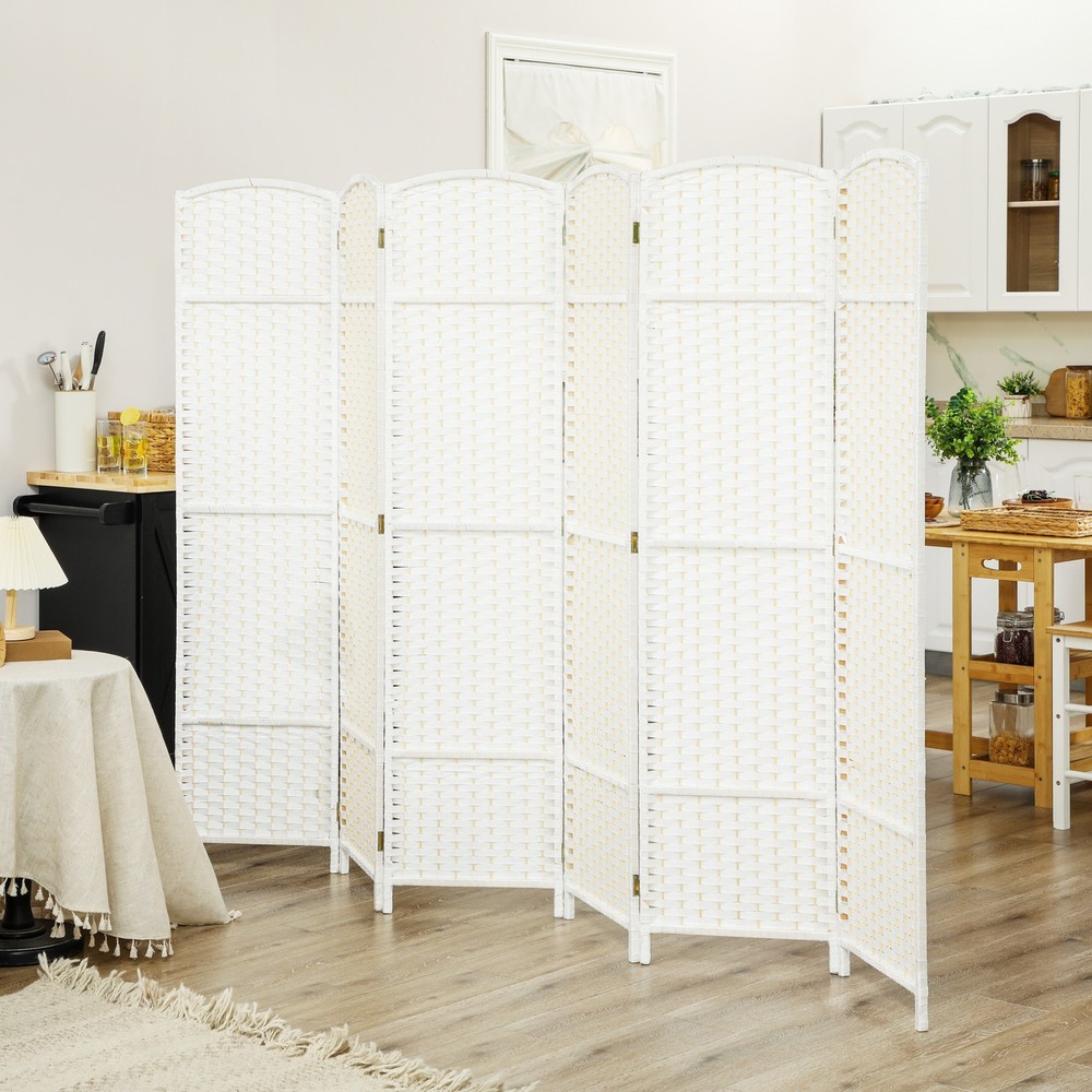 6 Panel Room Divider Freestanding Folding Privacy Screen White
