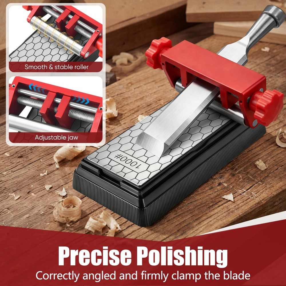 Precision Chisel Sharpening Jig & Guide, with Angle Fixture & Gauge (10°-45°)...