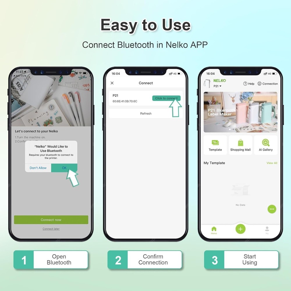 Nelko Label Maker Machine with Tape, P21 Bluetooth Label Printer, Wireless