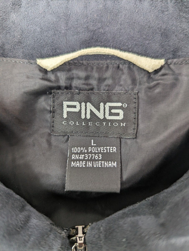PING Collection Golf Jacket Men L Black Lightweight Bomber Full Zip Patch