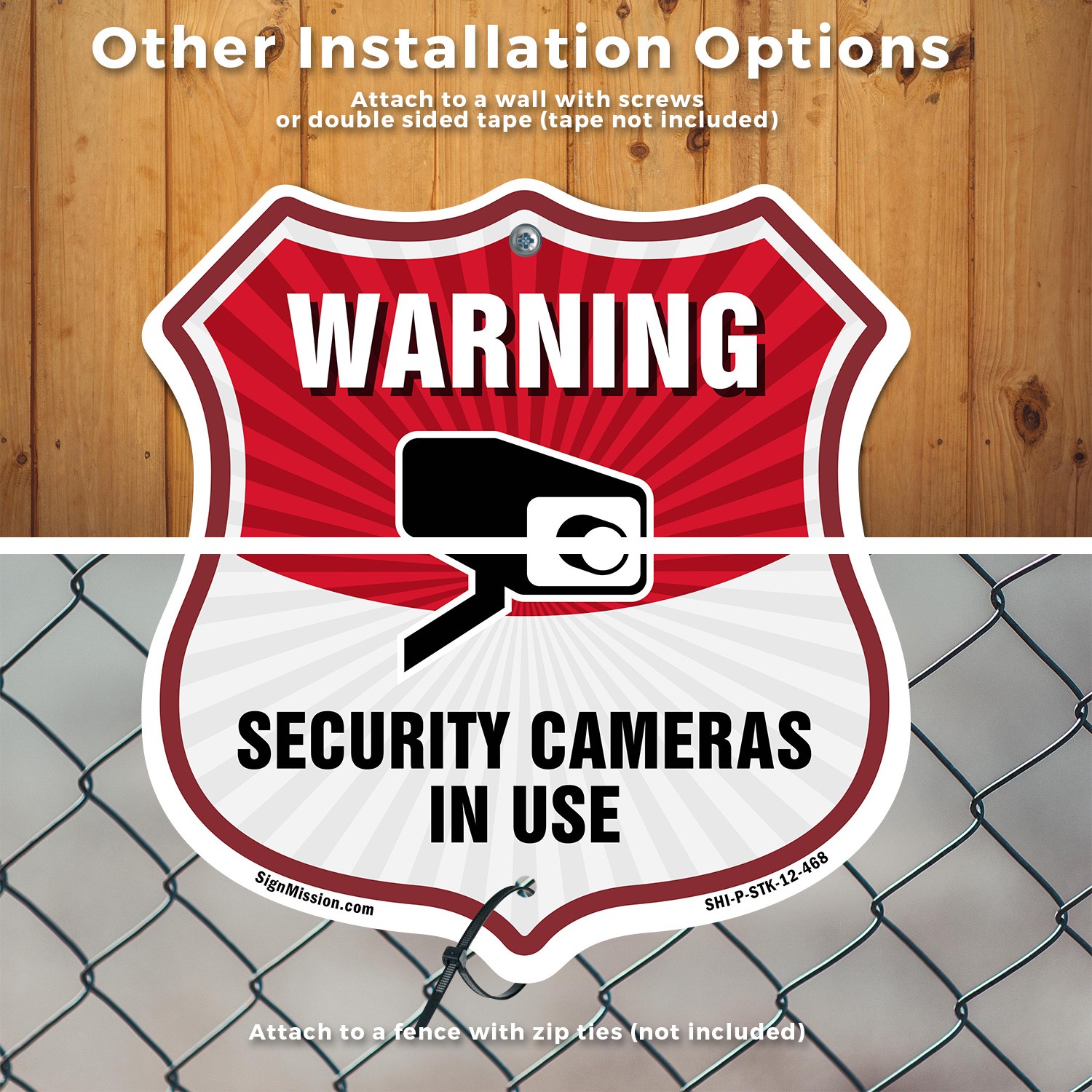 Video Surveillance Shield Sign Warning Security Cameras Shield Sign With Stake