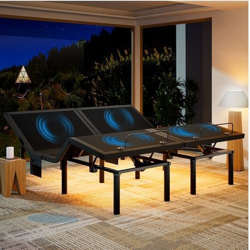 NS2 Pro Split King Adjustable Bed Base with Massage-Smart Dual Motor Bed Frame w