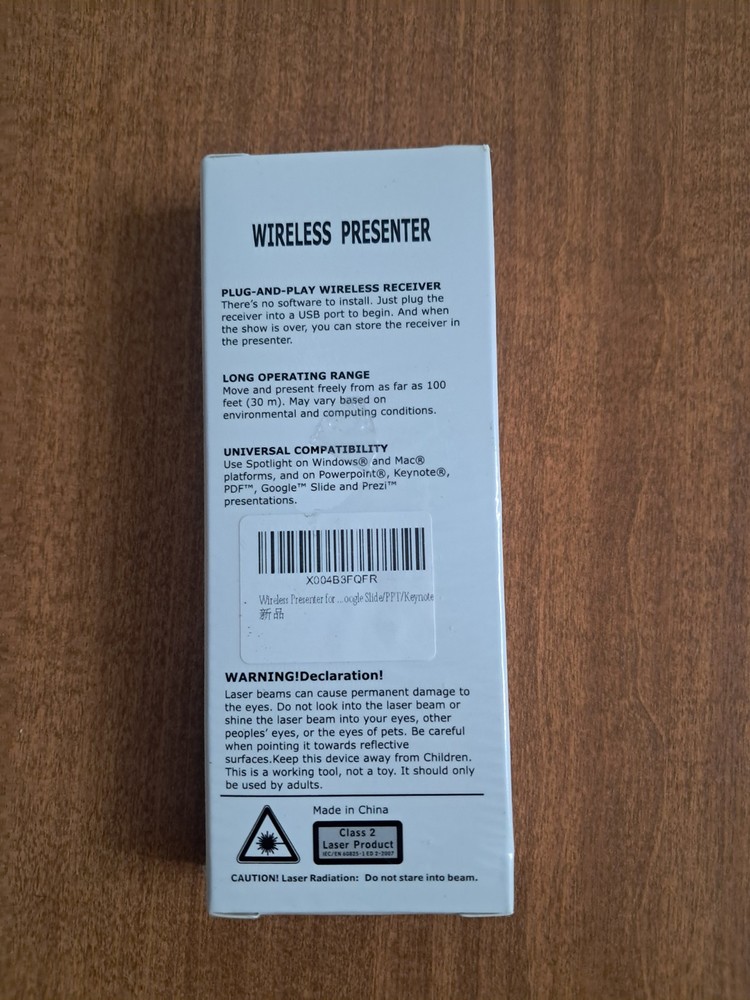 Wireless Presentation Remote Universal 100ft 30m Laser Point USB New In Box