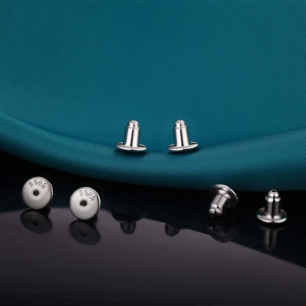 Locking Earring Backs for Studs,14k Plated White Gold Earrings Back for Studs...