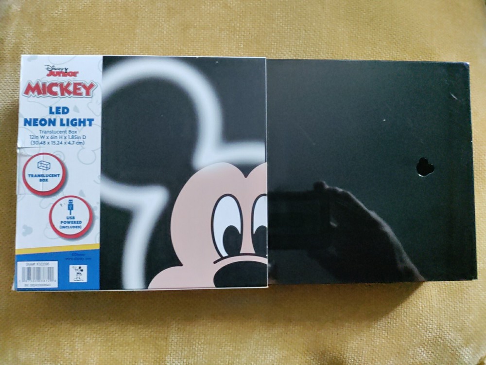 Mickey Mouse LED Neon Light Disney Junior USB Powered Translucent Box New!