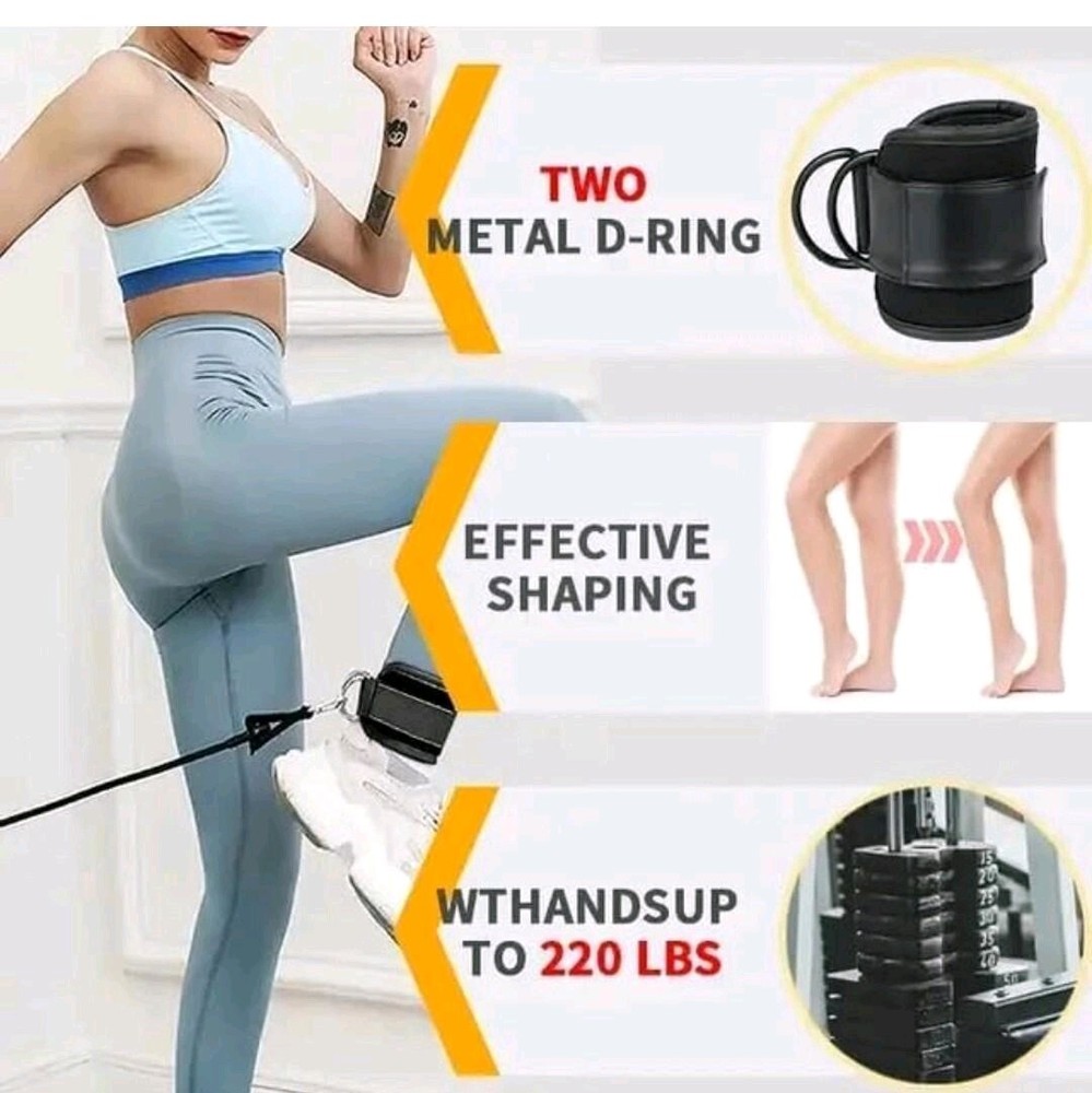 Adjustable Ankle Straps Kickback Attachment Pulley for Cable Machine (1 Pair)