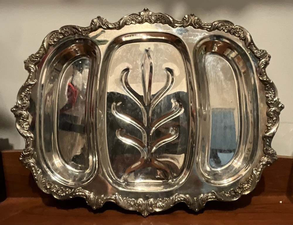 Well Tree Serving Tray Silver Plated
