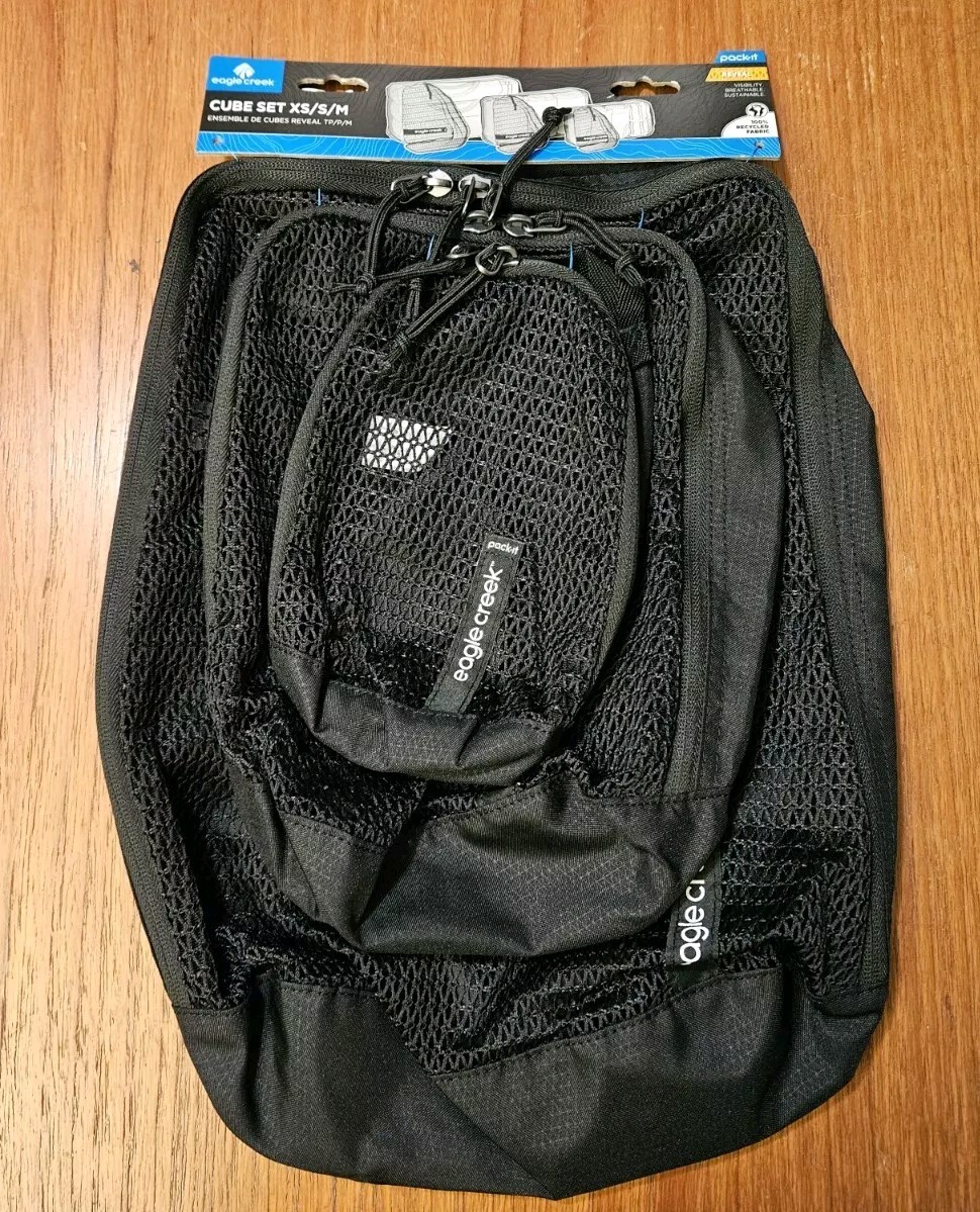Eagle Creek Pack It Reveal 3 Piece Packing Cube Set XS, S, M NEW Black Mesh